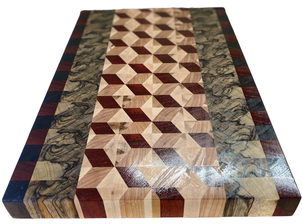 Custom Crafted 3D Red Padauk Cutting Board handcrafted by Fifeco Woodworks