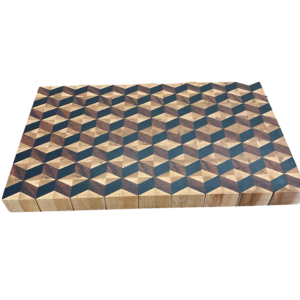Custom Crafted 3D Tigerwood Cube Cutting Board