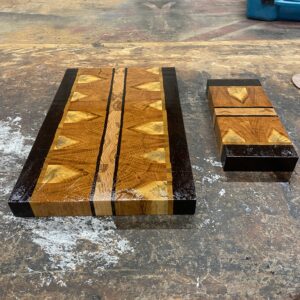 End Grain Cutting Board Feather Pattern Set of 2