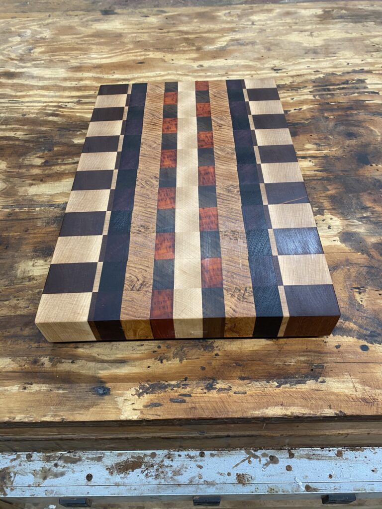 Multi Checkered End Grain Cutting Board 16" handcrafted by Fifeco Woodworks