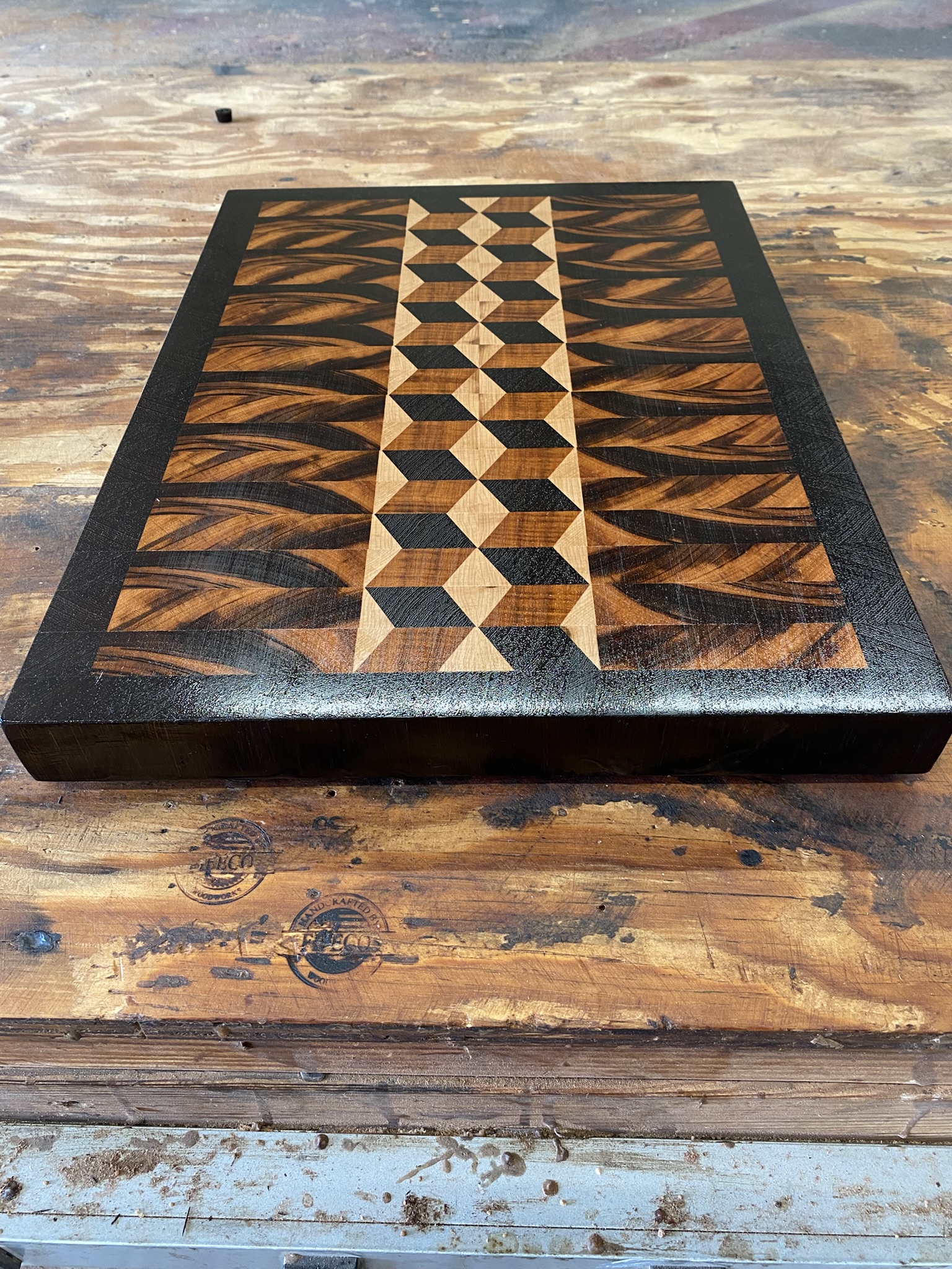3D Cube Cutting Board – End Grain Butcher Block | Fifeco Woodworks