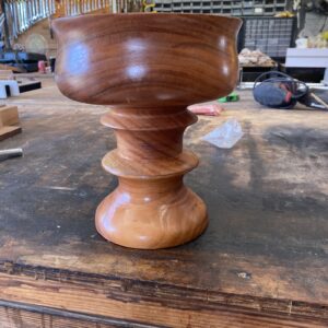 Custom crafted Cherry wooden bowl with pedestal