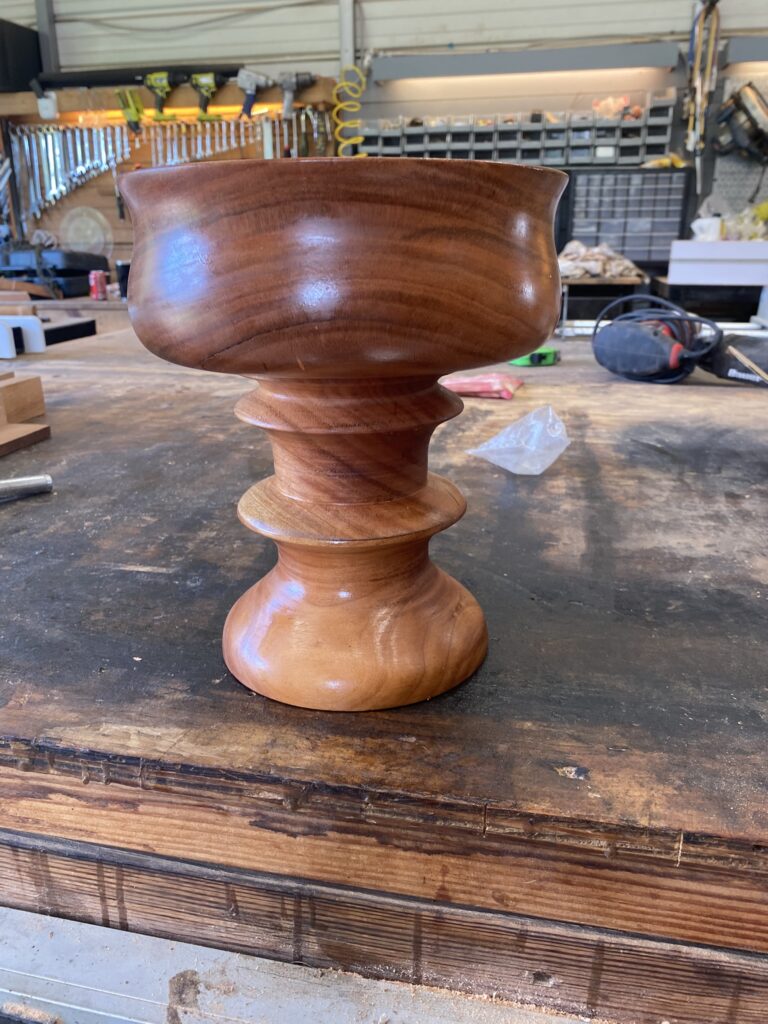 Custom crafted Cherry wooden bowl with pedestal handcrafted by Fifeco Woodworks