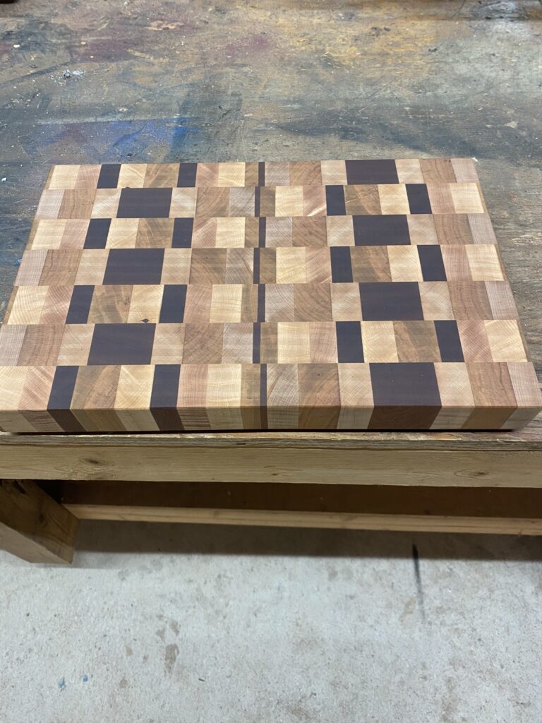 Custom Crafted end grain cutting board handcrafted by Fifeco Woodworks