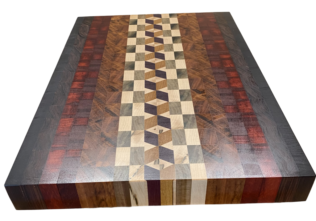 3D Cube Combo Cutting Board 22 x 15 x 2 handcrafted by Fifeco Woodworks