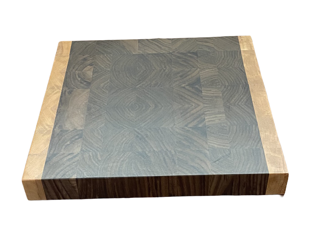 Handcrafted Black Walnut end grain cutting board with Cherry side borders by Fifeco Woodworks